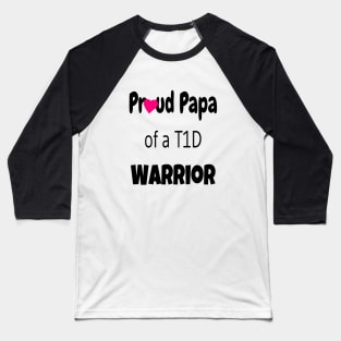 Proud Papa - Black Text - Pink Heart Baseball T-Shirt